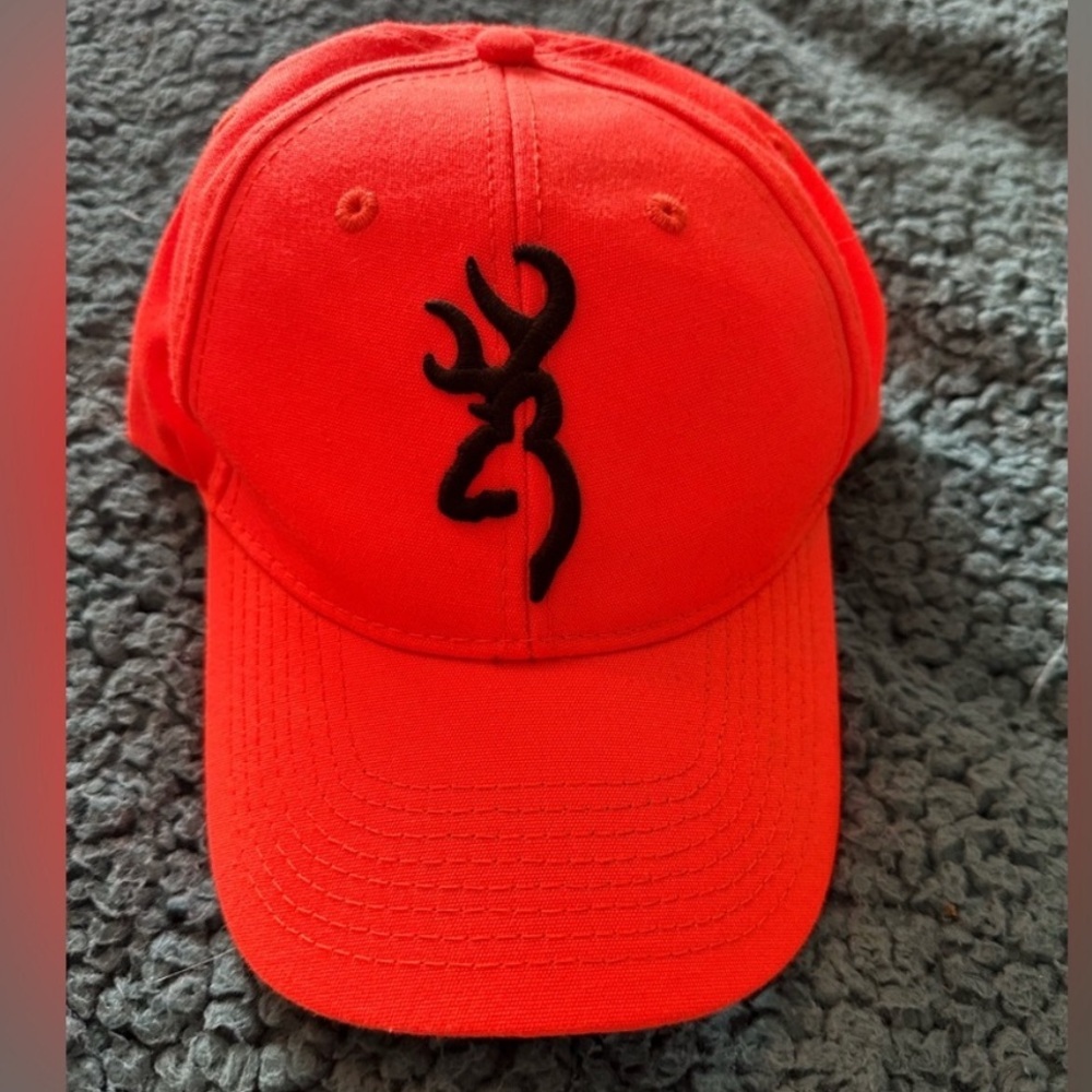 Browning Neon Orange and Black baseball/Hunting Cap Mens Unisex O/S EUC